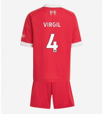 Liverpool Virgil van Dijk #4 Hjemmebanetrøje Børn 2025-26 Kortærmet (+ Korte bukser)